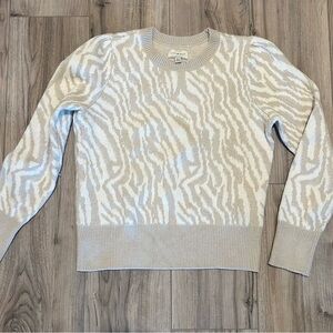 Lucky Brand Beige and White Patterned Crewneck Sweater